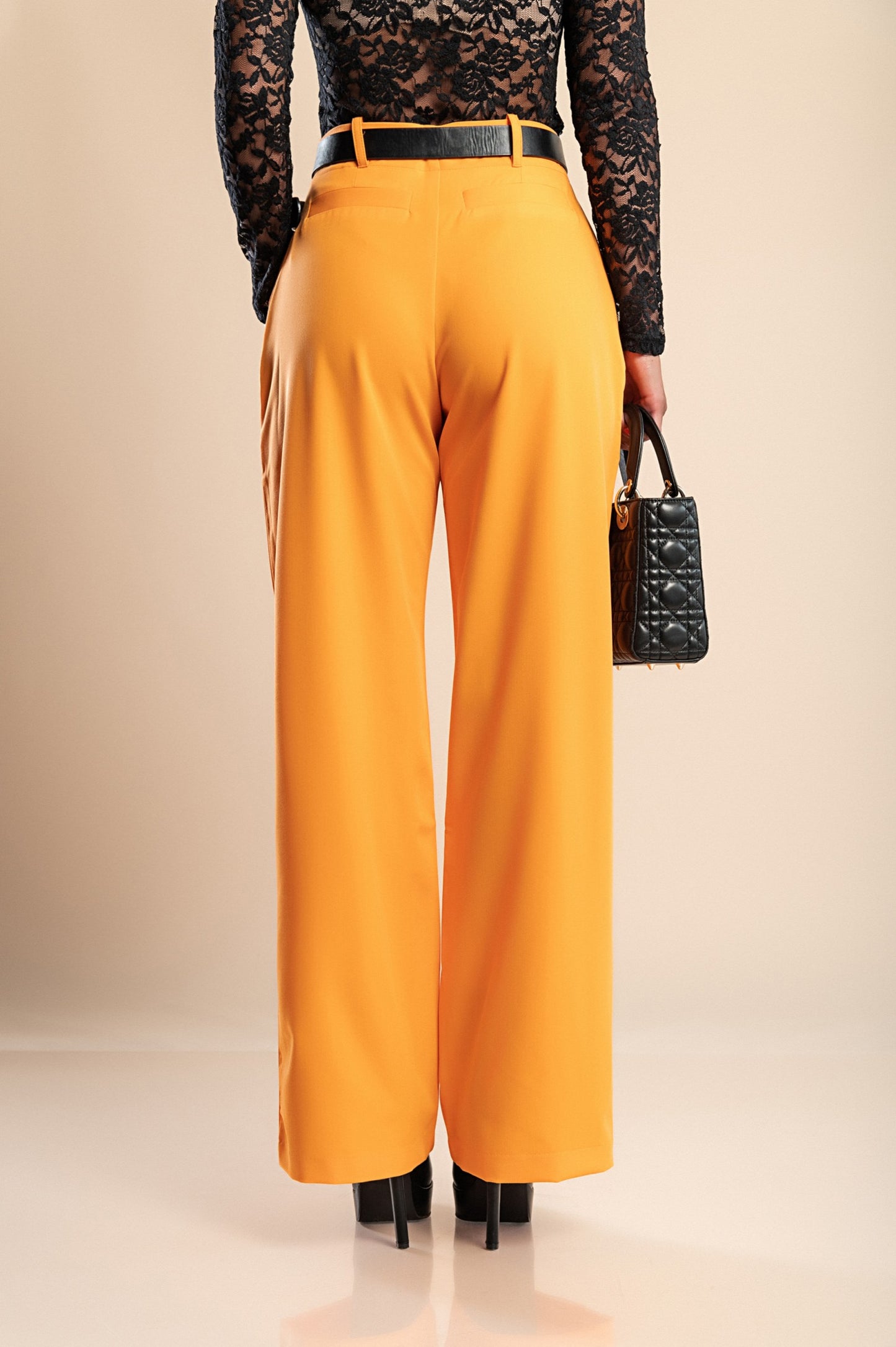 Pantalone elegante a gamba larga, arancione