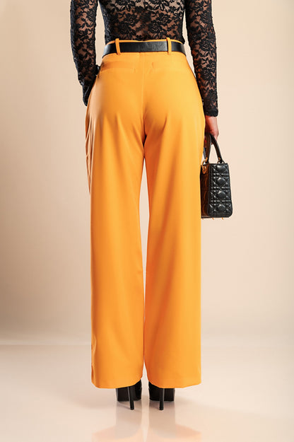 Pantalone elegante a gamba larga, arancione