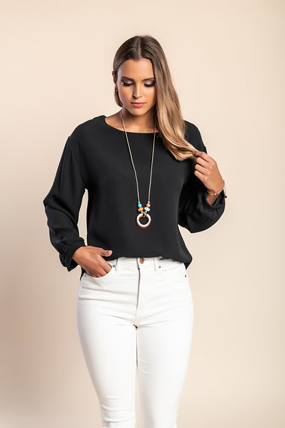 Camicetta con collana, blu scuro