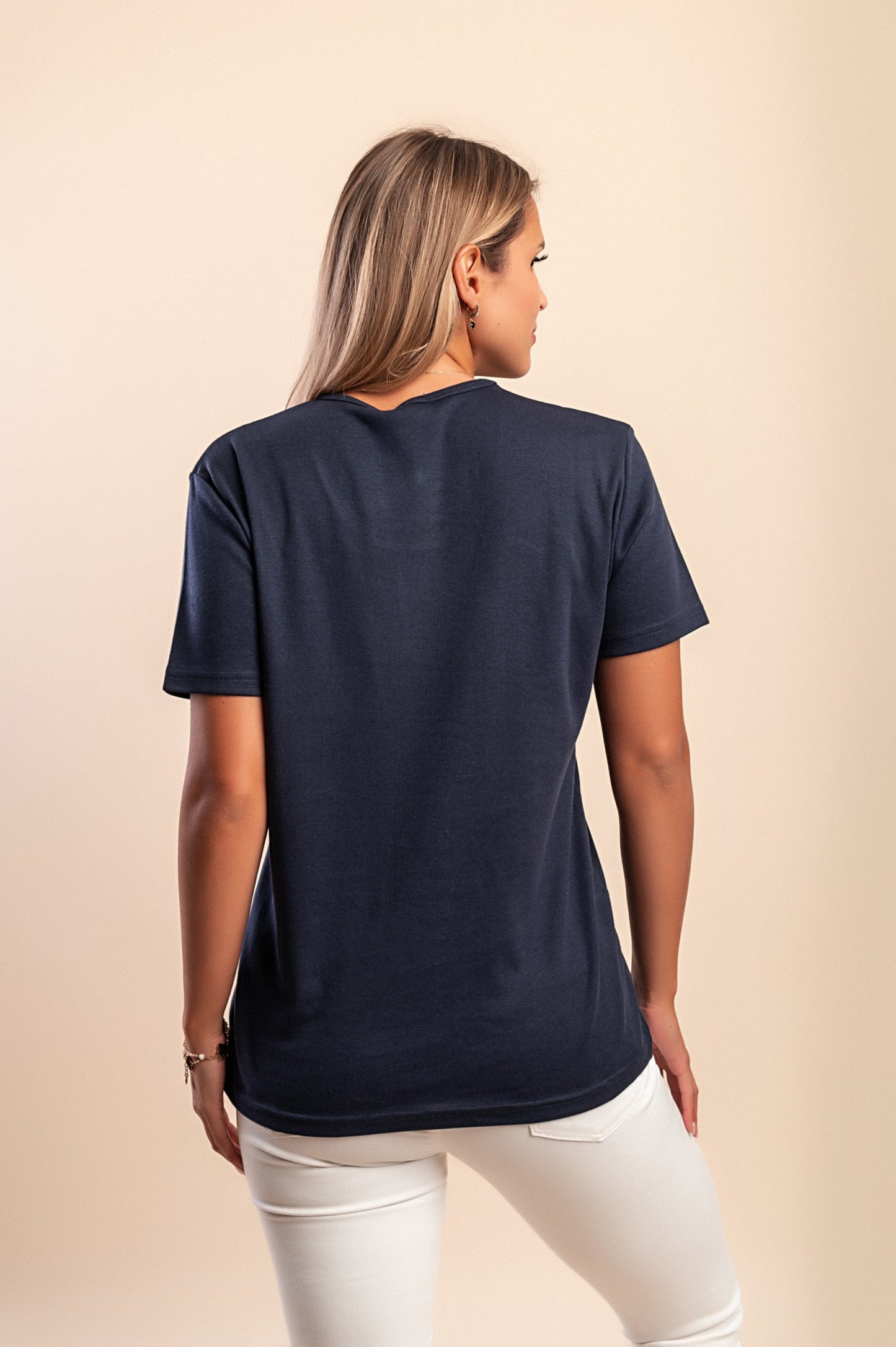 T-shirt in cotone con stampa, blu