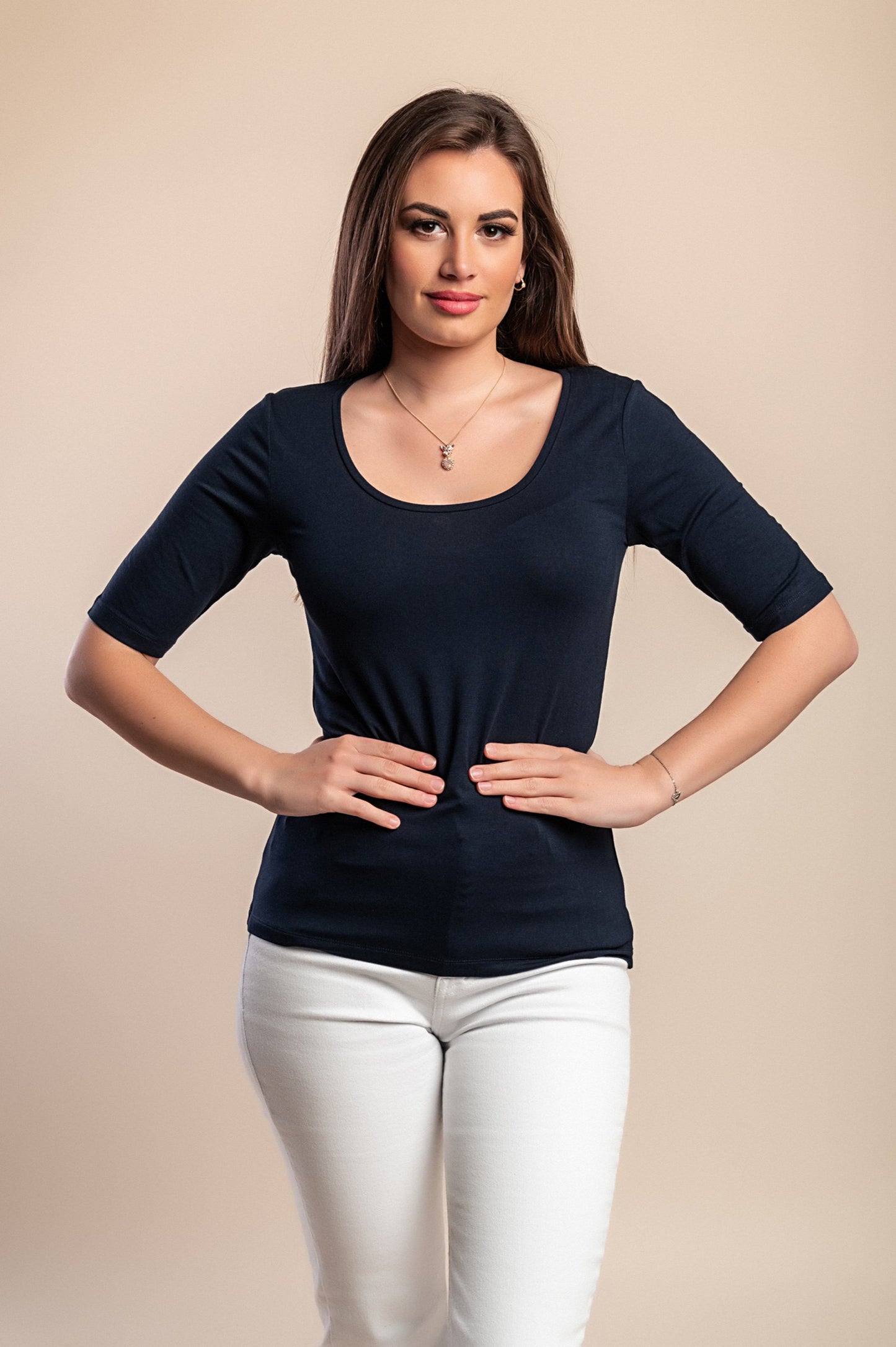 T-shirt in viscosa, blu scuro