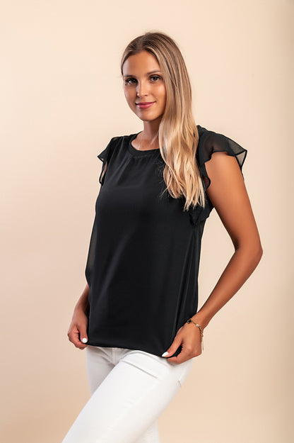 Top arricciato, nero