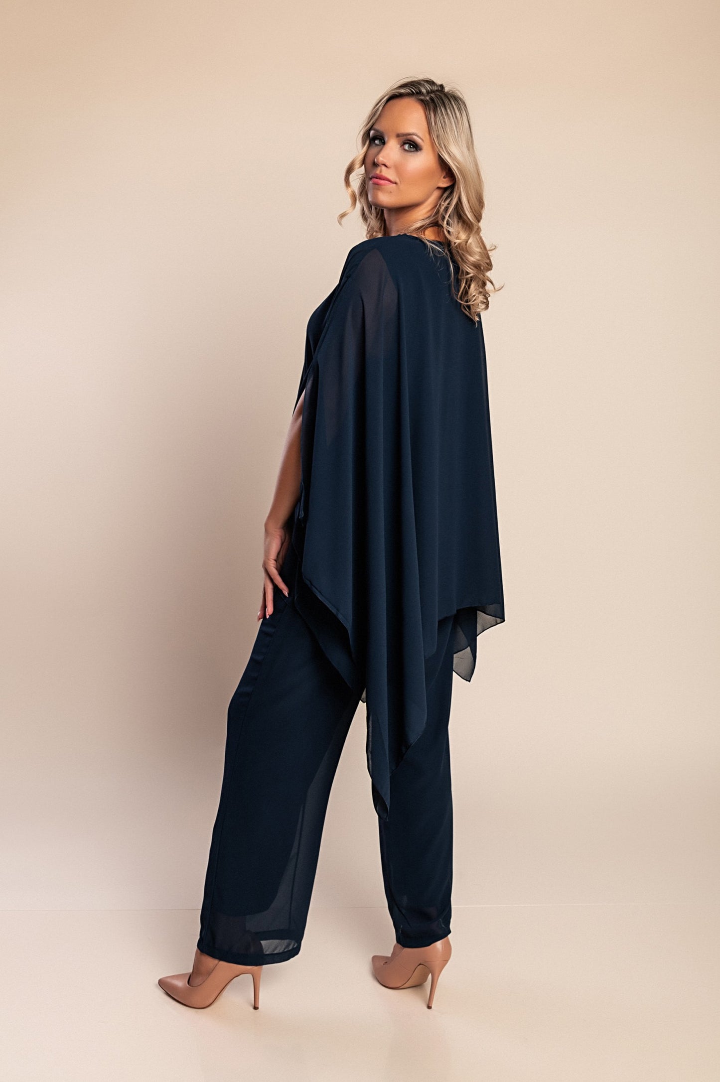 Elegante set tunica e pantaloni lunghi, blu scuro