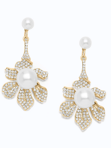 Orecchini eleganti con strass, bianchi