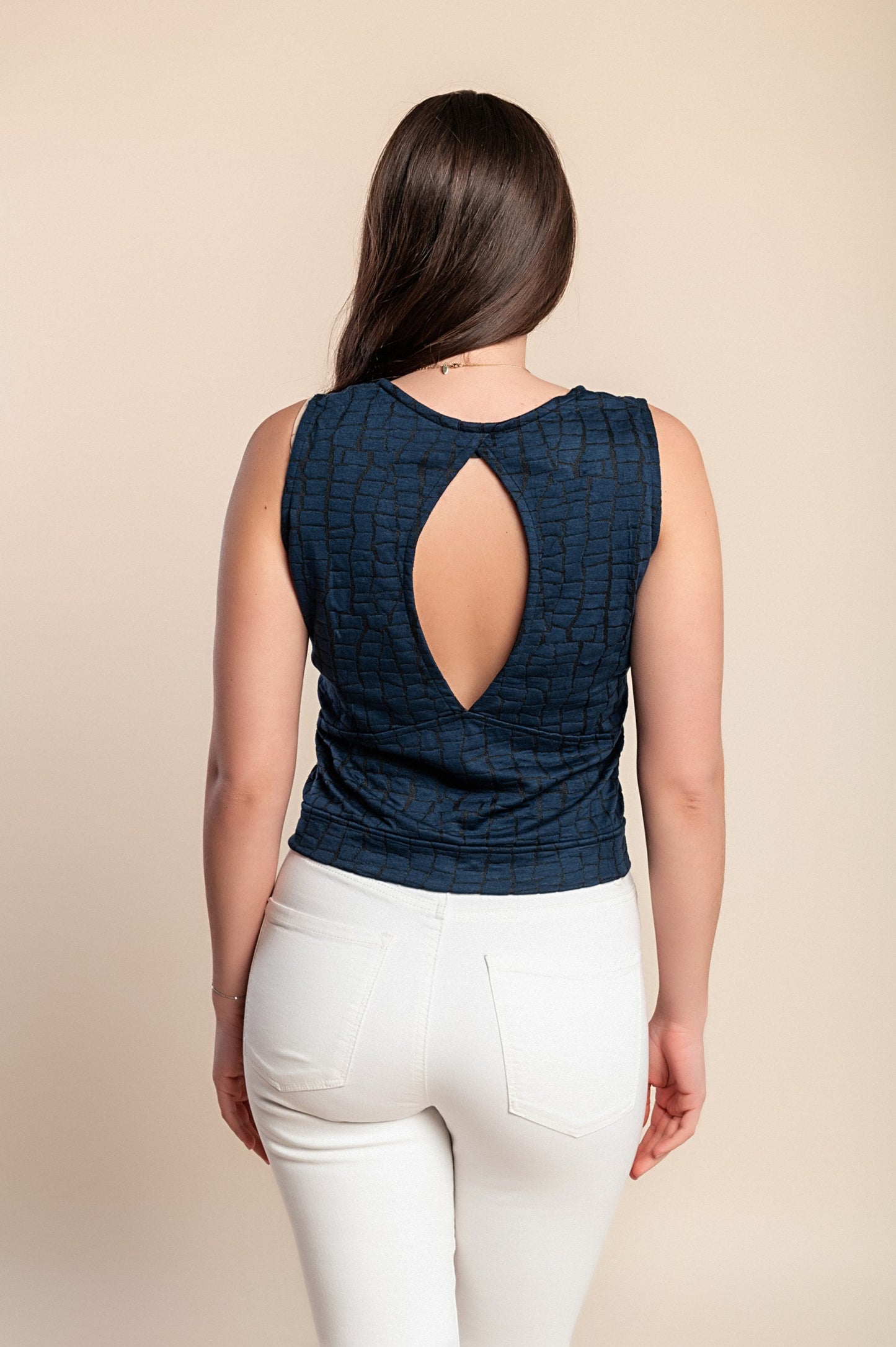 Gilet senza maniche con cerniera, blu scuro