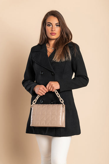Cappotto elegante con bottoni, nero