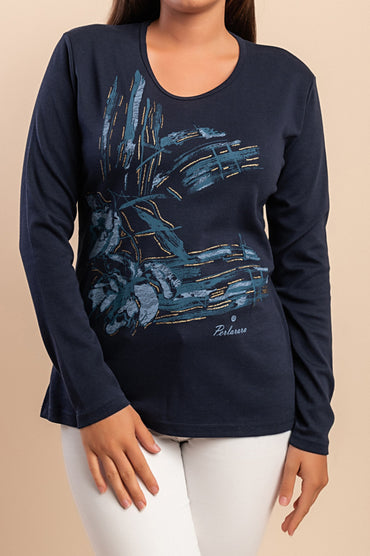 Maglia in cotone a maniche lunghe, nera