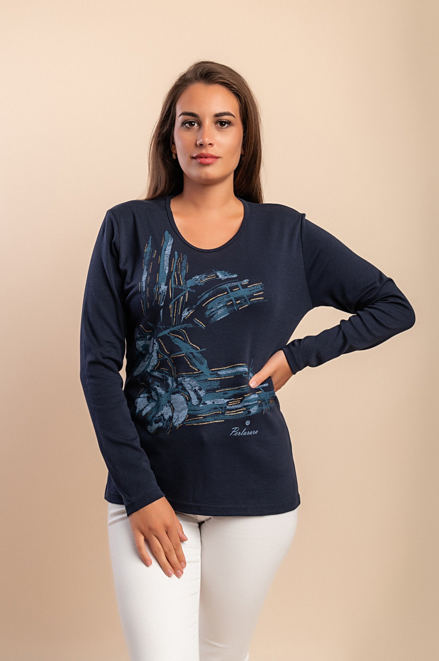 Maglia in cotone a maniche lunghe, nera