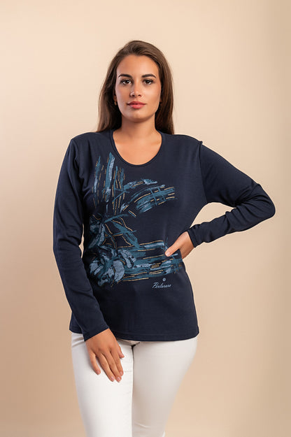 Maglia in cotone a maniche lunghe, nera