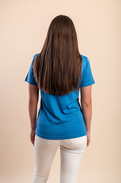 T-shirt in cotone con stampa, blu