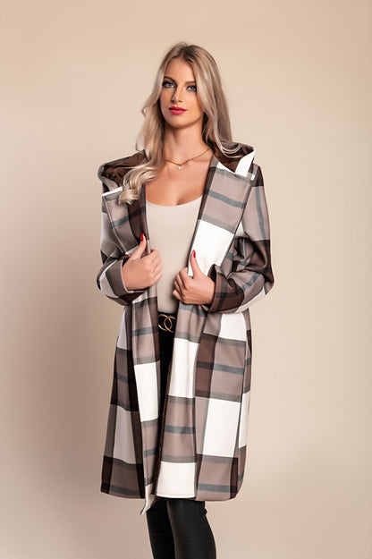 Cappotto a quadri, marrone