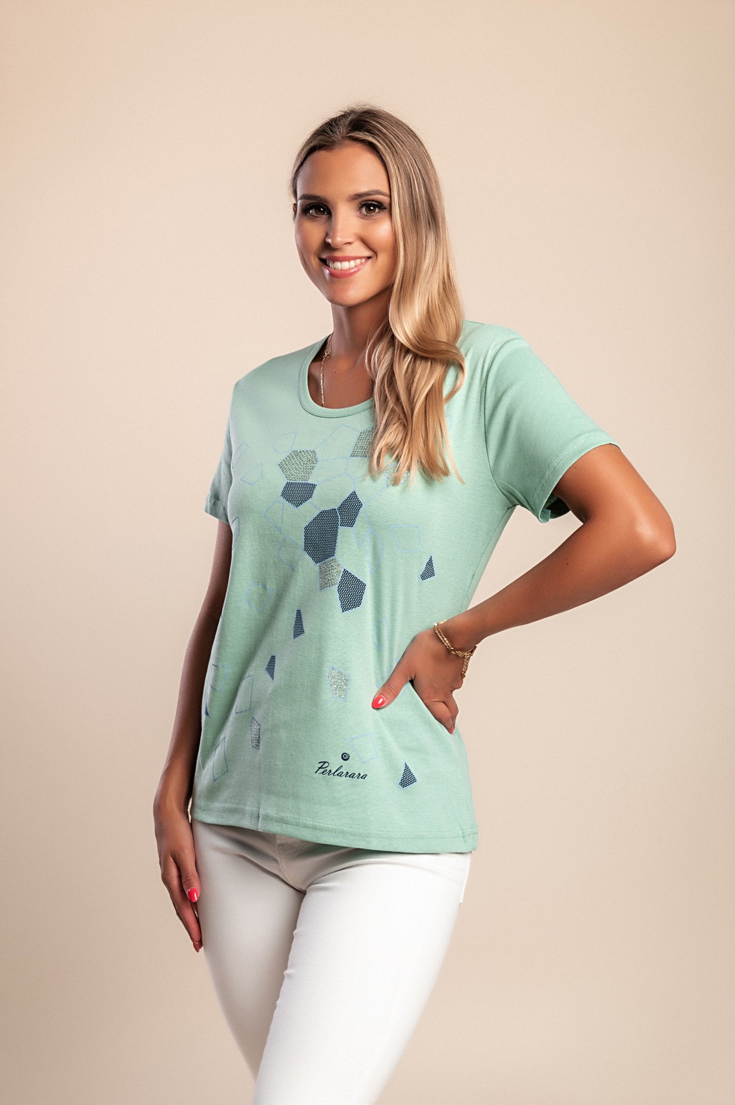 T-shirt in cotone con stampa, rosa