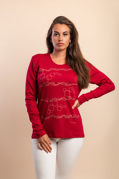 Maglia in cotone a maniche lunghe, verde