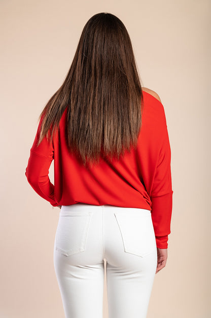 MAGLIETTA OVERSIZE CON SCOLLO A BARCA E MANICHE AMPIE DANICA, GRIGIO