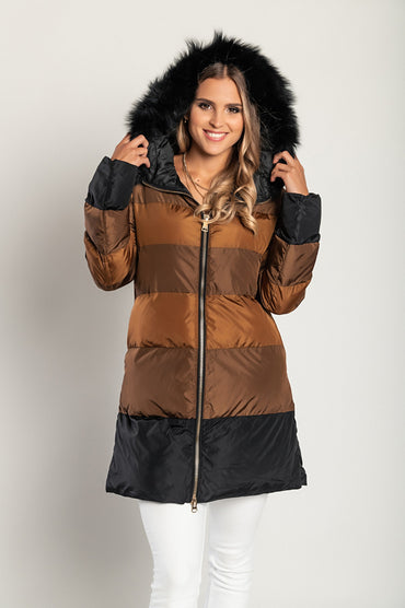 Giacca lunga con cappuccio, 2258, cammello