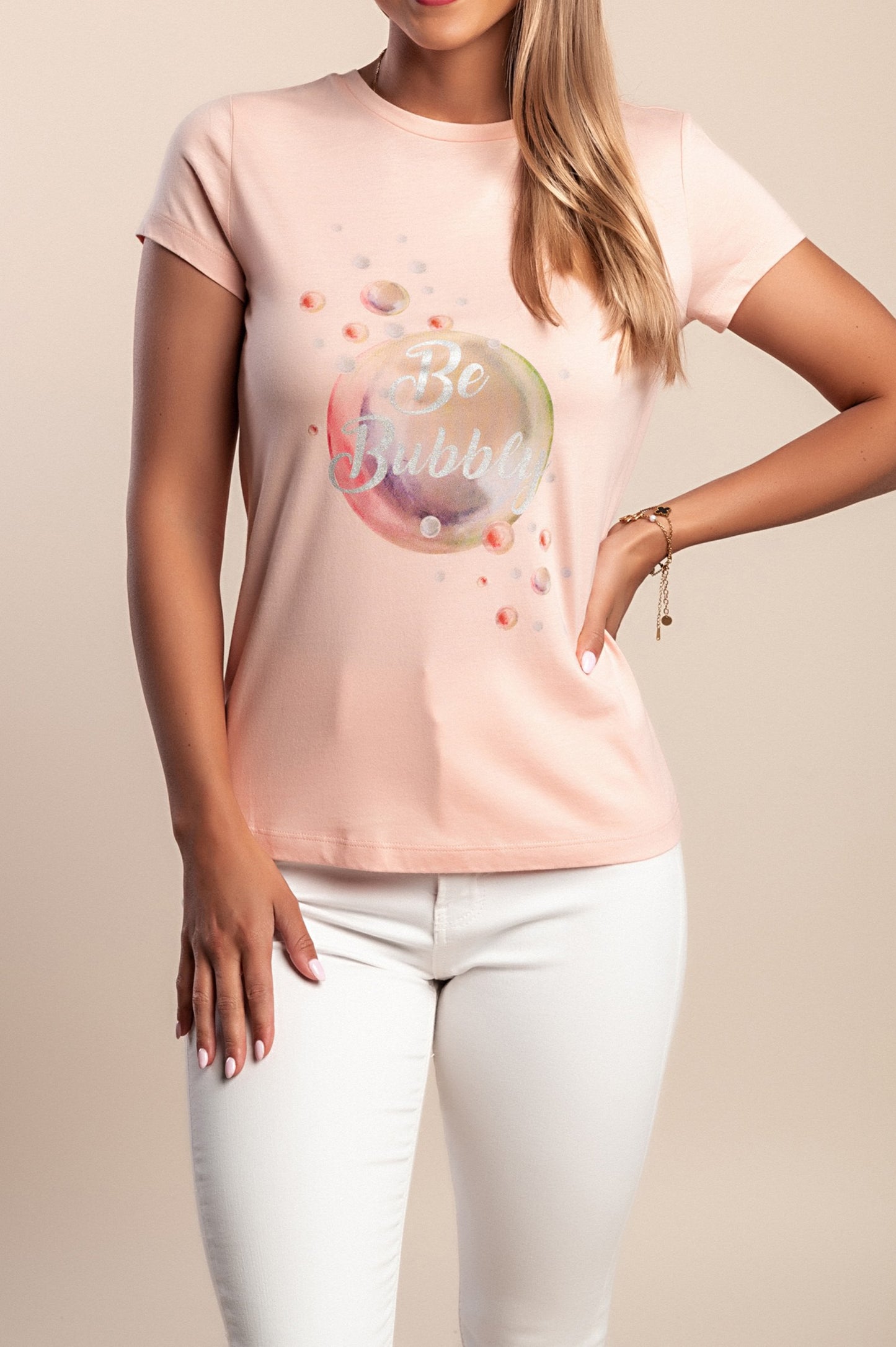 T-shirt con stampa, albicocca