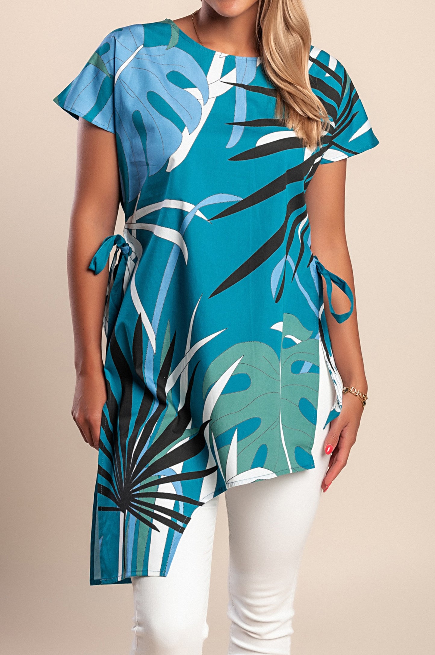 T-shirt in cotone con stampa, blu