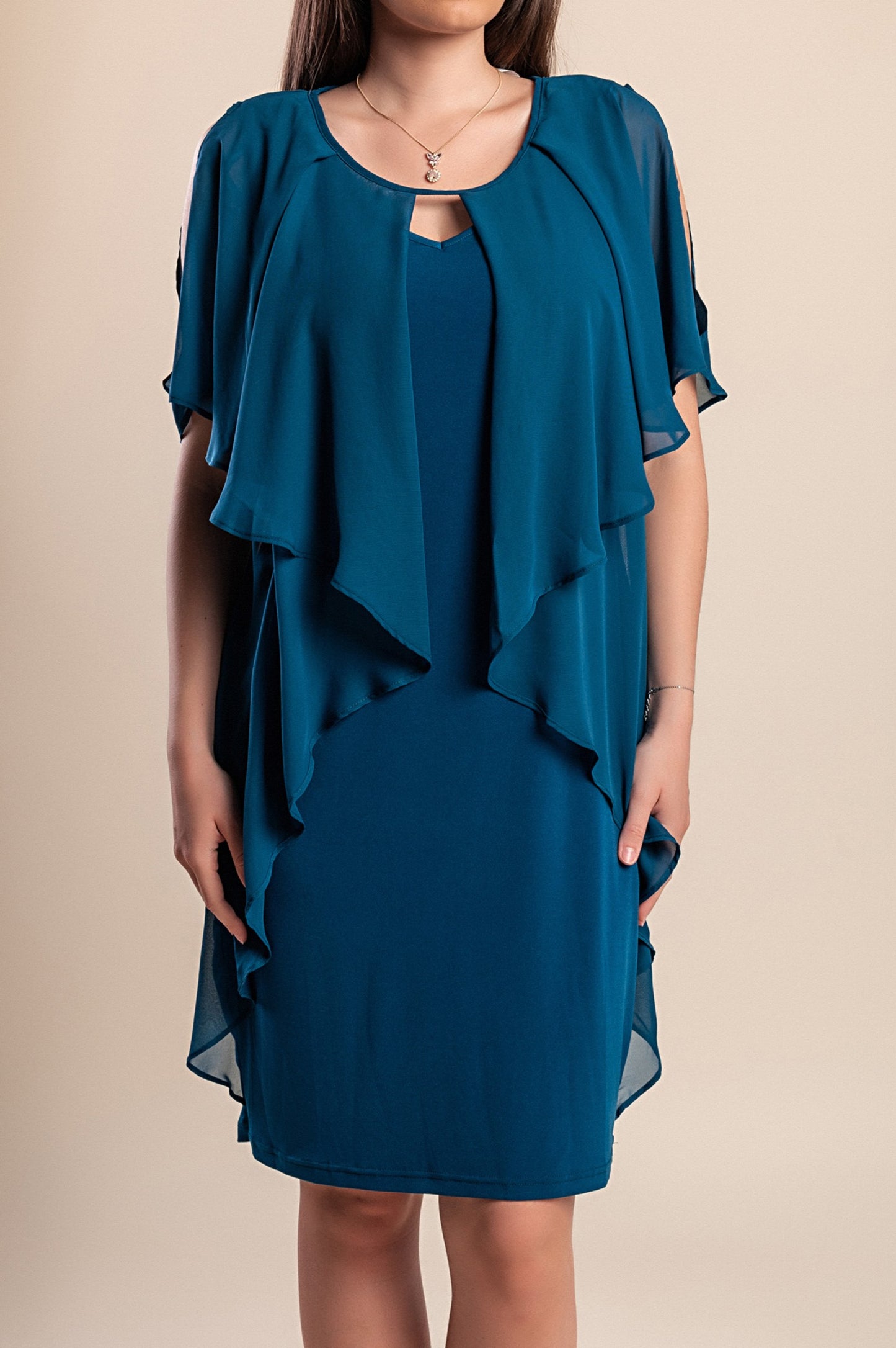 Abito midi taglie forti, petrolio