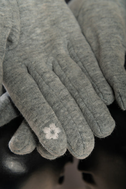 Guanti con bottoni decorativi, grigio chiaro