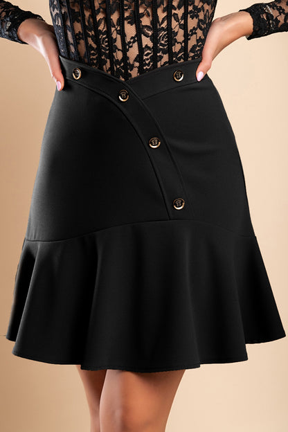 Minigonna con bottoni decorativi, nera