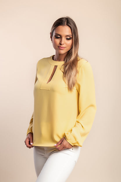 Camicetta con scollatura, gialla