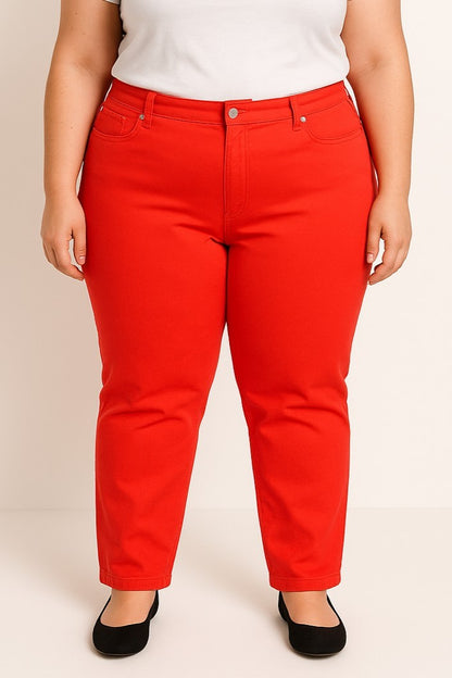 Pantaloni di cotone taglie forti, rossi