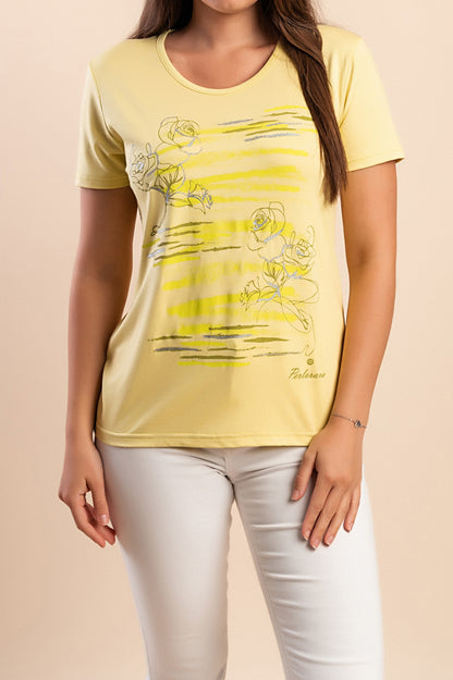 Maglietta con stampa, gialla