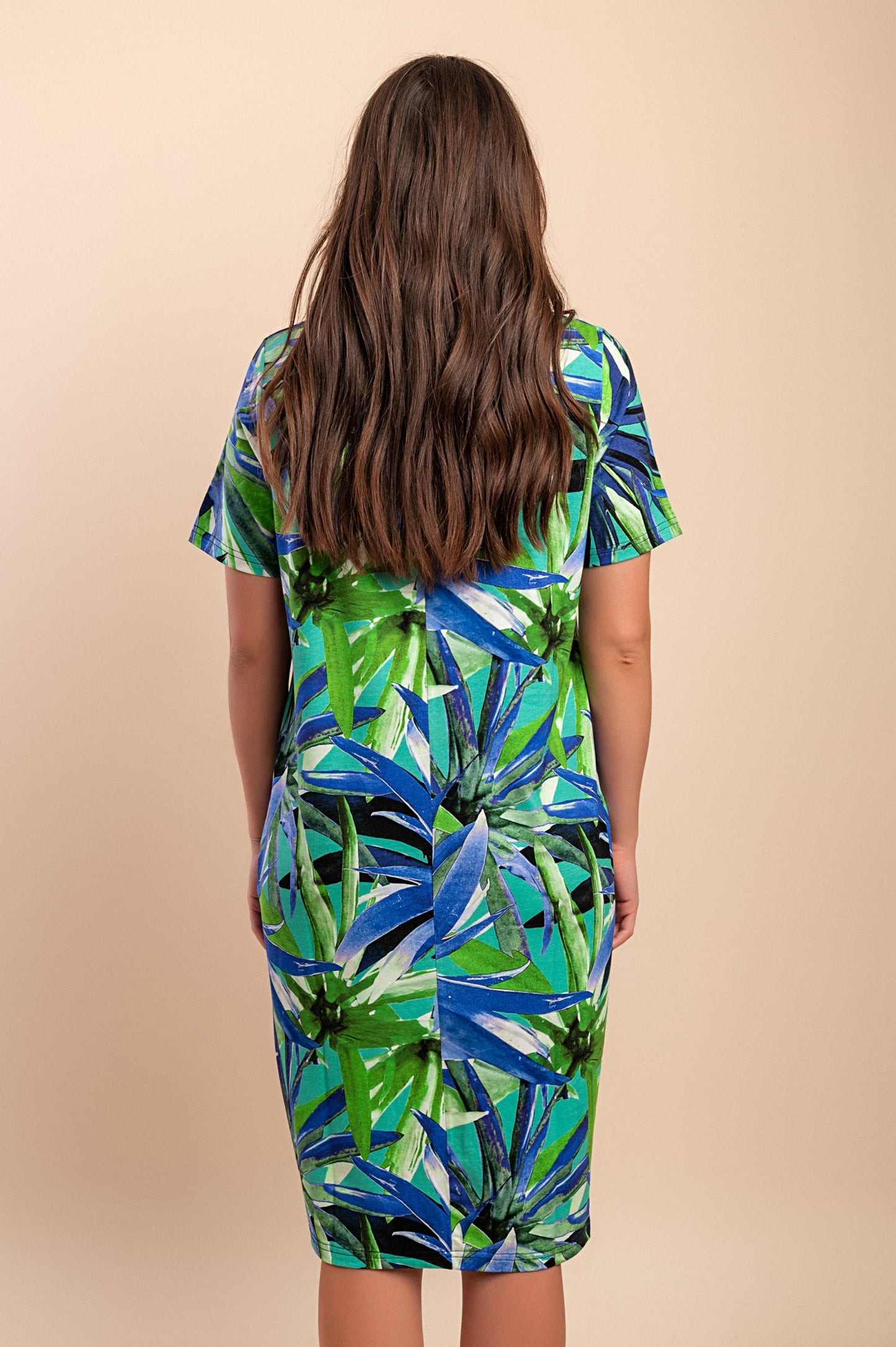 Abito midi con stampa, verde