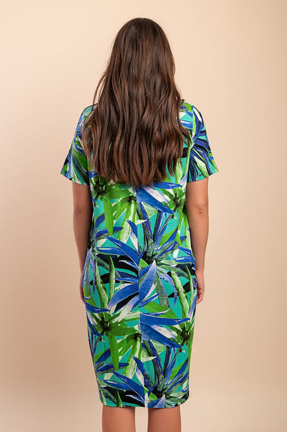 Abito midi con stampa, verde