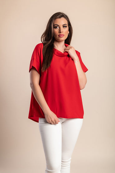Camicetta taglie forti con maniche corte, rossa