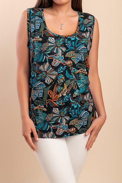 Top in viscosa stampata, multicolore