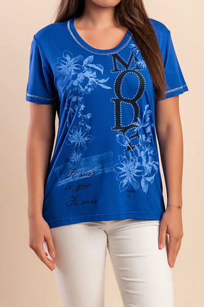 T-shirt con stampa, blu reale