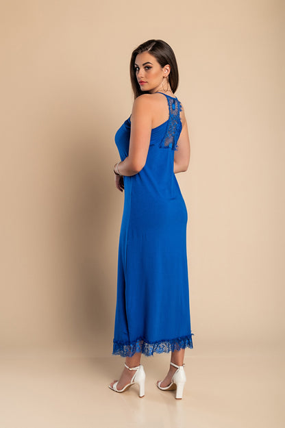 VESTITO MAXI CON PIZZO PRIMAROSA, NERO