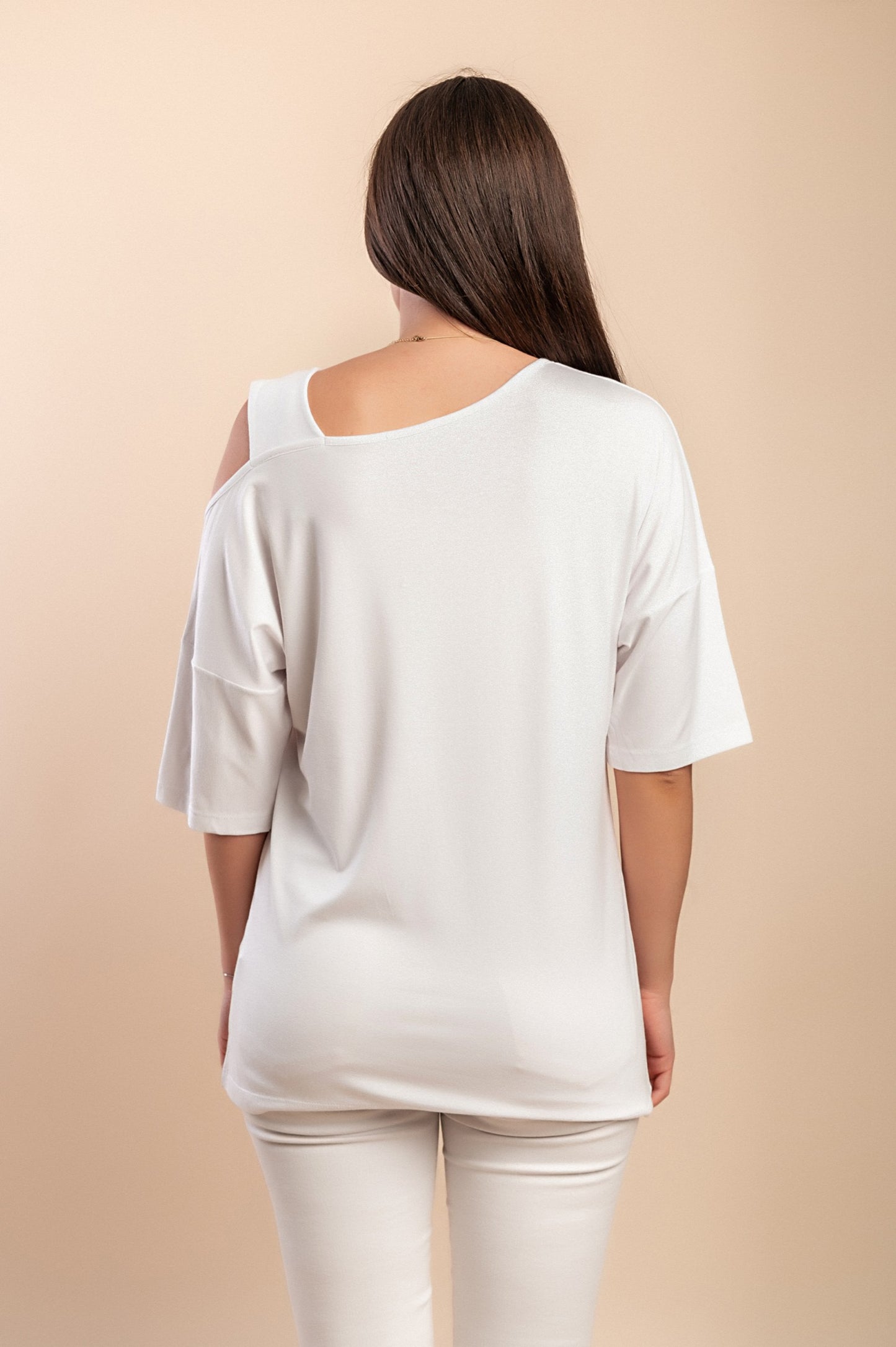 T-shirt con scollo asimmetrico, blu scuro