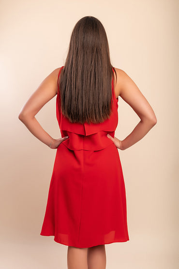 Abito taglie forti con tasche, rosso