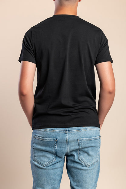 T-shirt da uomo in cotone con stampa, nera