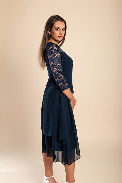 Abito elegante con pizzo, blu scuro