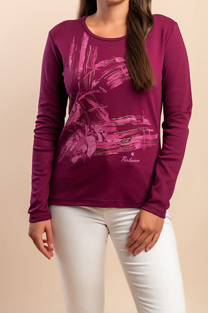 Maglia in cotone a maniche lunghe, rosa