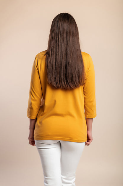 Camicia a maniche 3/4 taglie forti, senape