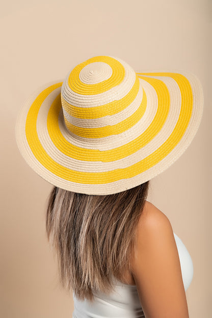 Cappello alla moda con stampa a righe, giallo