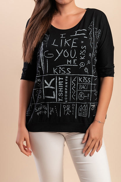 Maglietta con stampa, bianca