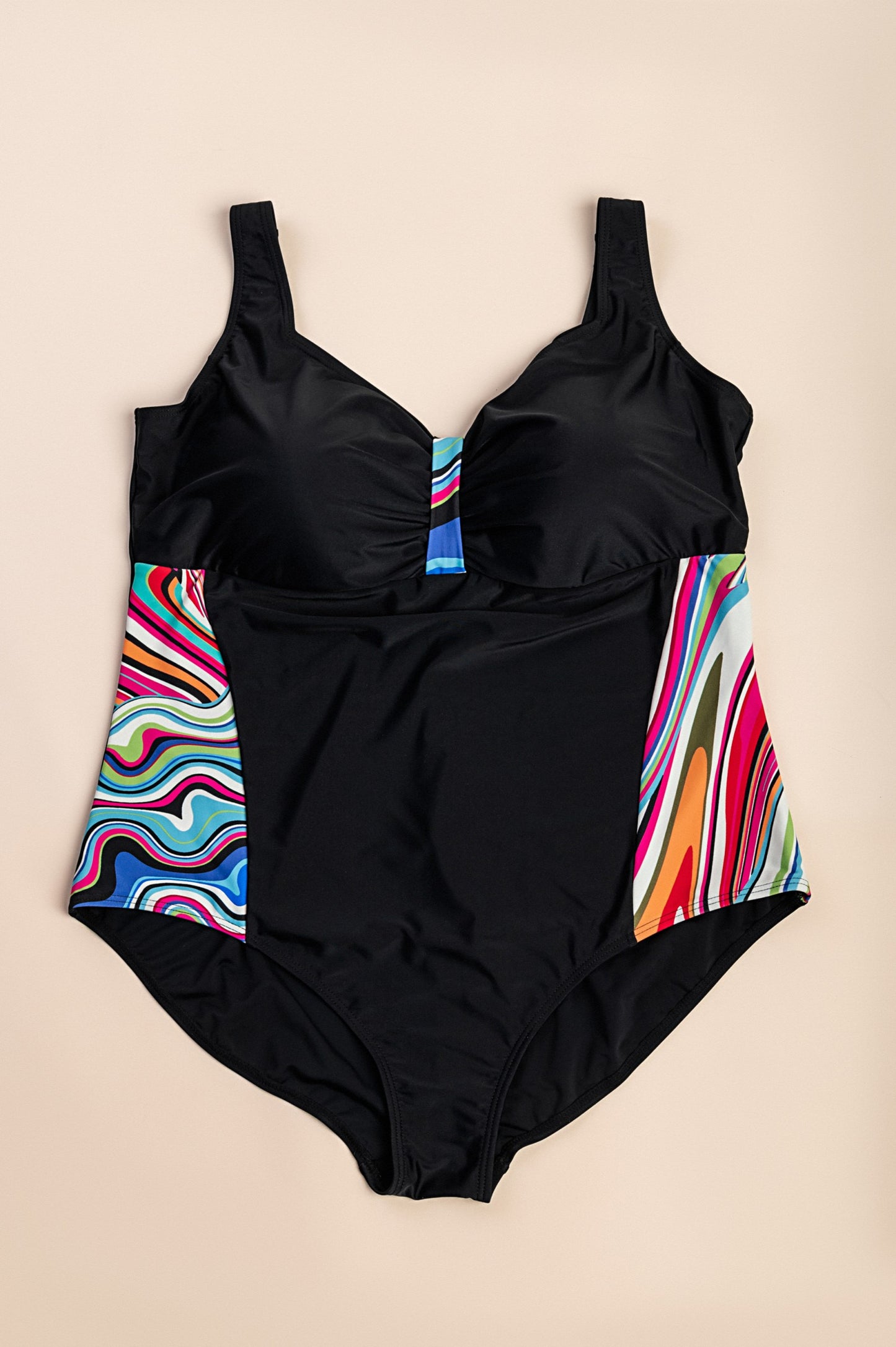 Costume da bagno stampato taglie forti, nero