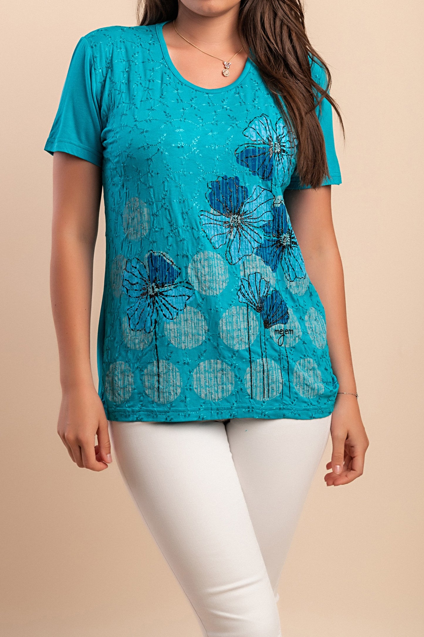 T-shirt con stampa floreale, bianca