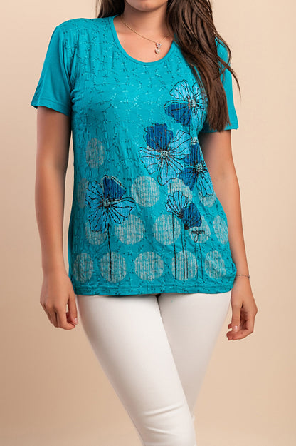 T-shirt con stampa floreale, bianca