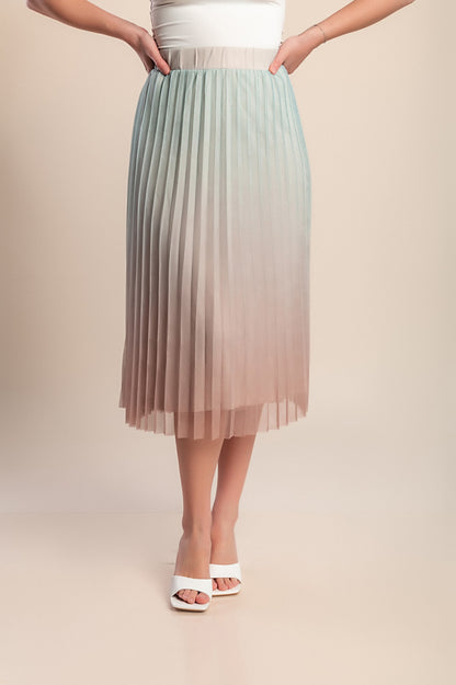 Gonna midi plissettata taglie forti, menta