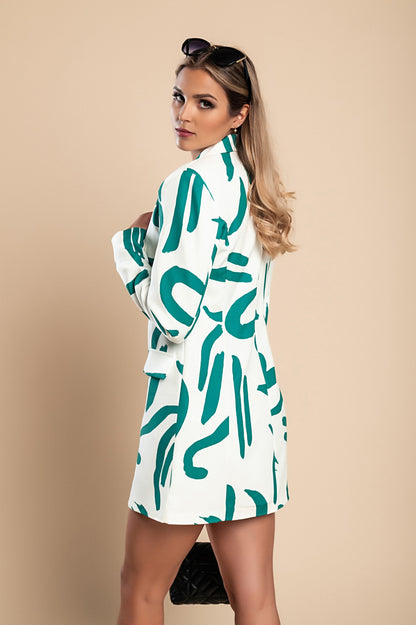 Mini abito elegante con stampa, verde