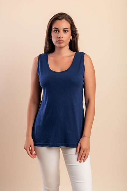 Top senza maniche in cotone, beige