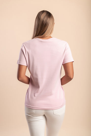 T-shirt in cotone con dettaglio decorativo, rosa chiaro