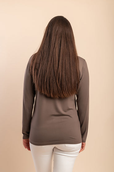 Maglia in cotone a maniche lunghe, beige