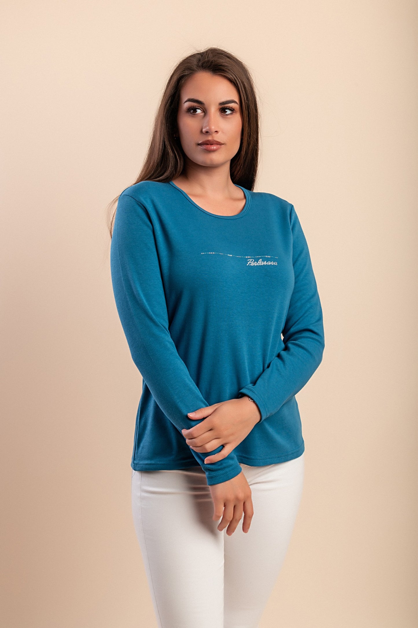 Camicia in cotone a maniche lunghe, blu